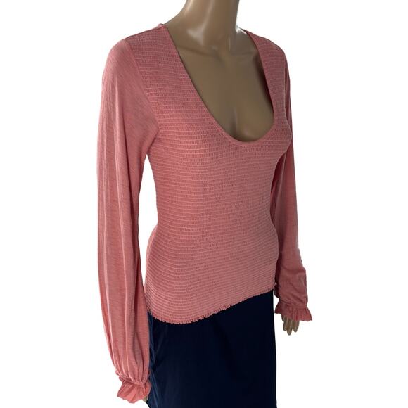 Nation LTD. Pink Bunny Smocked Long Sleeve Tee - Picture 4 of 9